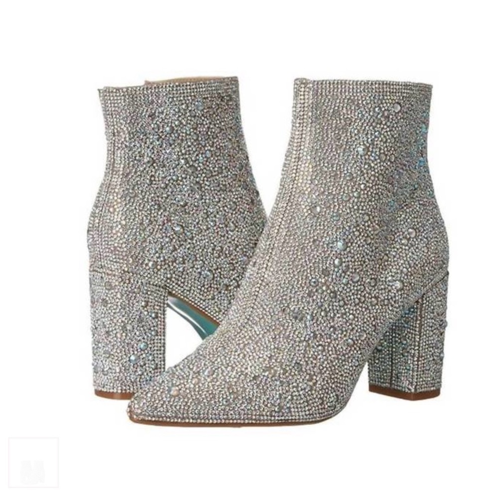 NWOT- Betsey Johnson βCadyβ Crystal Ankle Boots
